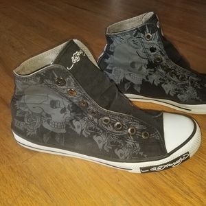 Ed hardy high top canvas shoe
